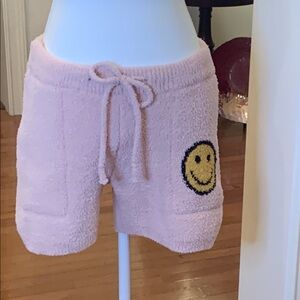 Comfyluxe Cozy Pink Smiley Face Pajama Shorts